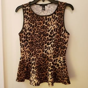 Cheetah Print Peplum Sleeveless Top